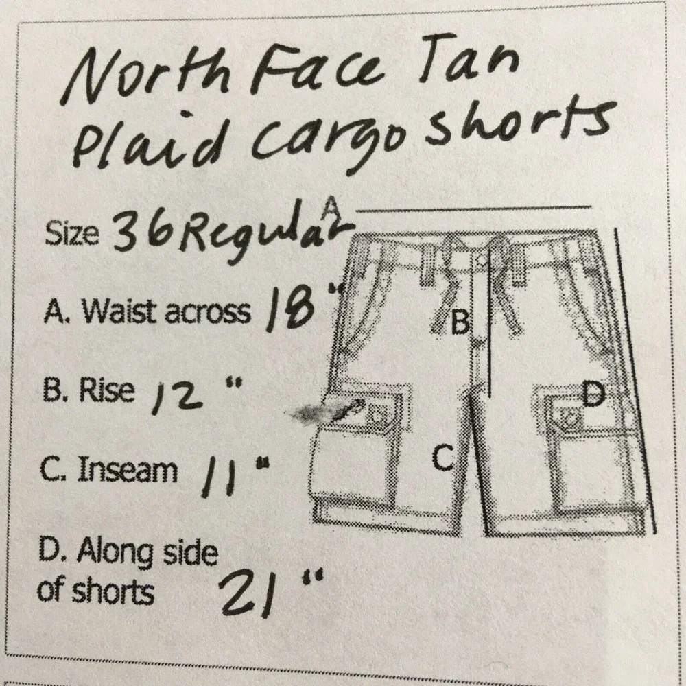 North Face‎ Mens 36 Tan Plaid Cargo Shorts Cotton Blend Gusset Crotch